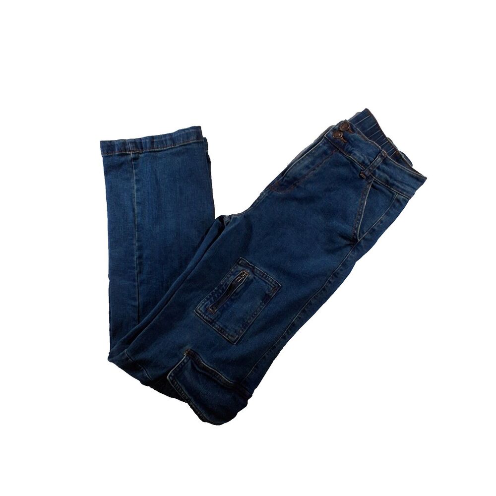 Lilac Sunset Cargo Jeans 7/8 Blue Antique Wash High Rise Wide Leg Y2K Gorpcore